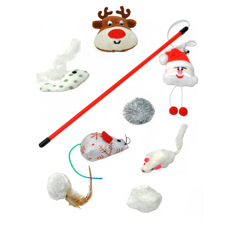 Katzen Spielzeugset Weihnachten 8-teilig