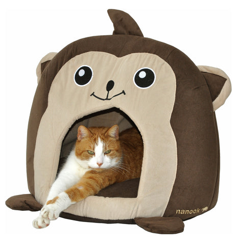 Hundehöhle Katzenhöhle braun 45 x 45 x 35 cm – gemütliche Haustierhöhle für Hunde & Katzen – 45 × 45 × 35 cm