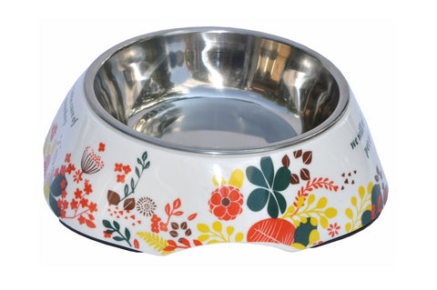 Edelstahl Futternapf 420 ml Design Blumen