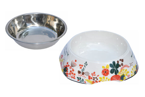 Edelstahl Futternapf 420 ml Design Blumen