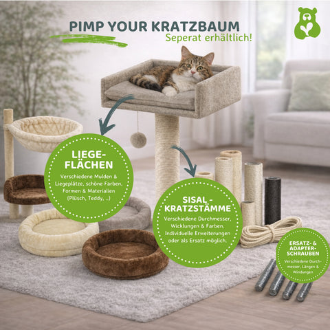 XXL Kratzbaum beige – Extra Hoch & große Liegeflächen – 202×70×70 cm
