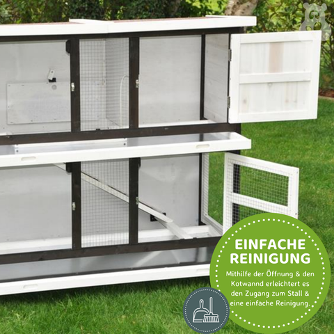 XXL Doppel Kleintierstall Kombi Frederik – 2 Ställe + Verbindungsmodul – 280×50×104 cm