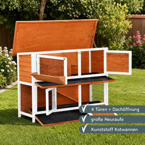 XXL Kleintierstall Bommel braun 122 × 50 × 101 cm