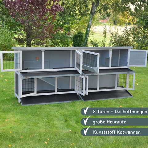 XXL Doppel Kleintierstall Bommel Deluxe grau