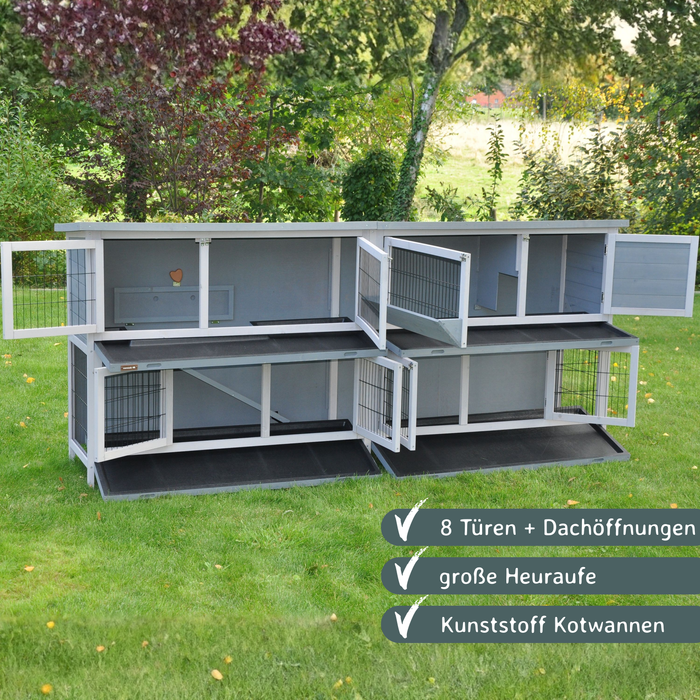 XXL Doppel Kleintierstall Bommel Deluxe grau