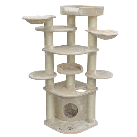 XXL Kratzbaum beige – Extra Hoch & große Liegeflächen – 202×70×70 cm