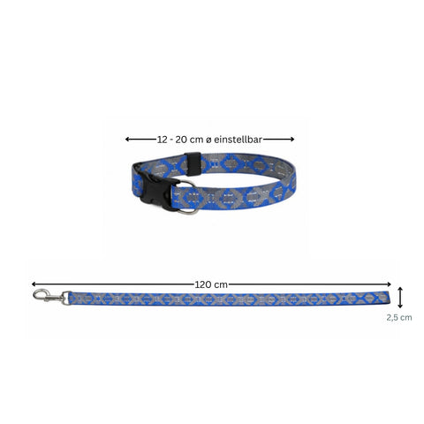 Hundeleinen Set blau/grau