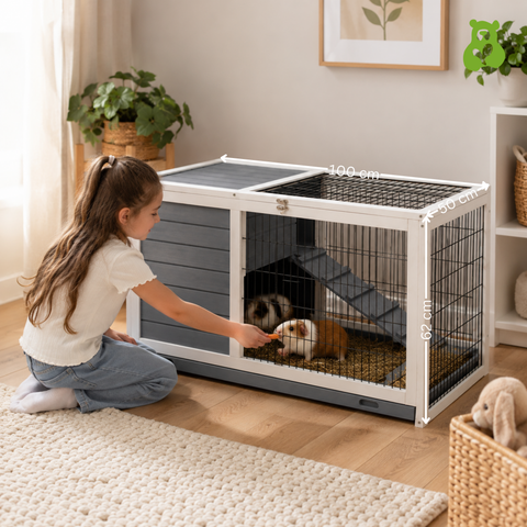 Meerschweinchenstall Easy grau weiß
