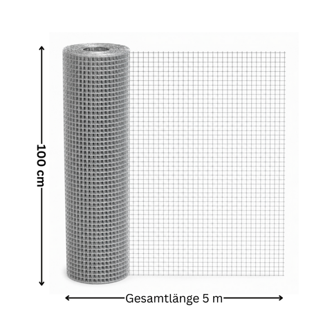 Volierendraht Kaninchendraht verzinkt 5m x 1m 1,28 × 1,28 cm