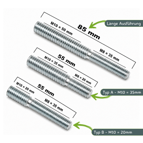 Gewindeadapter M8 auf M10 für Kratzbäume