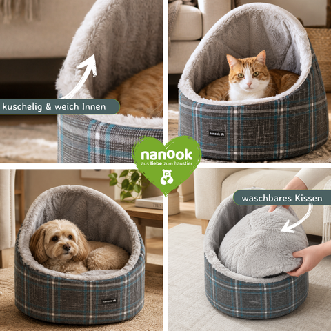 Hundebett Katzenbett grau 41 × 41 × 35 cm